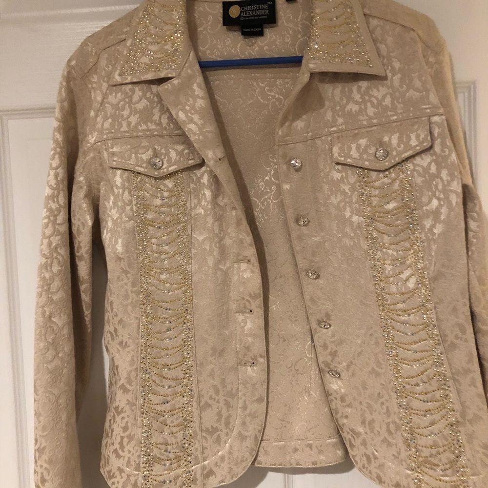Ivory/gold jacket/blazer with tons of bling